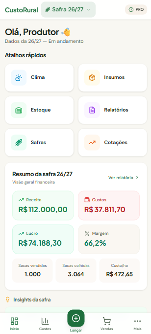 Tela mobile: Cadastre sua propriedade